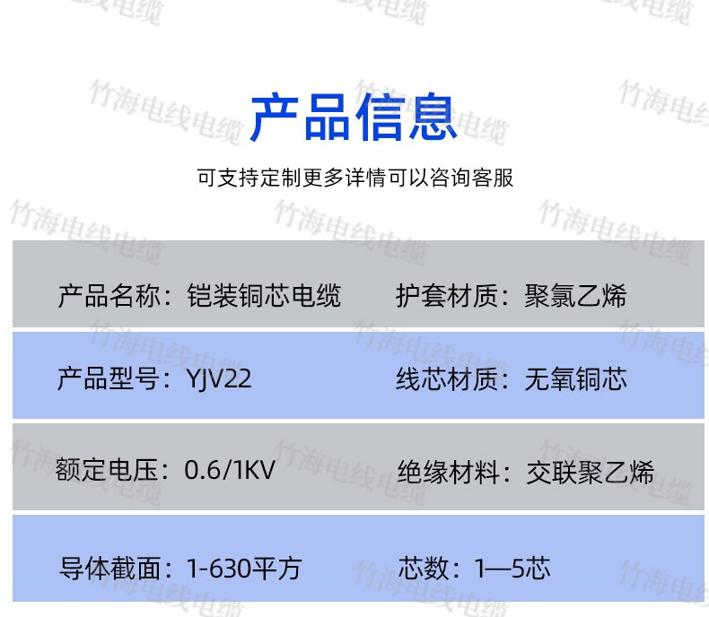 YJV22銅芯鎧裝電力電纜